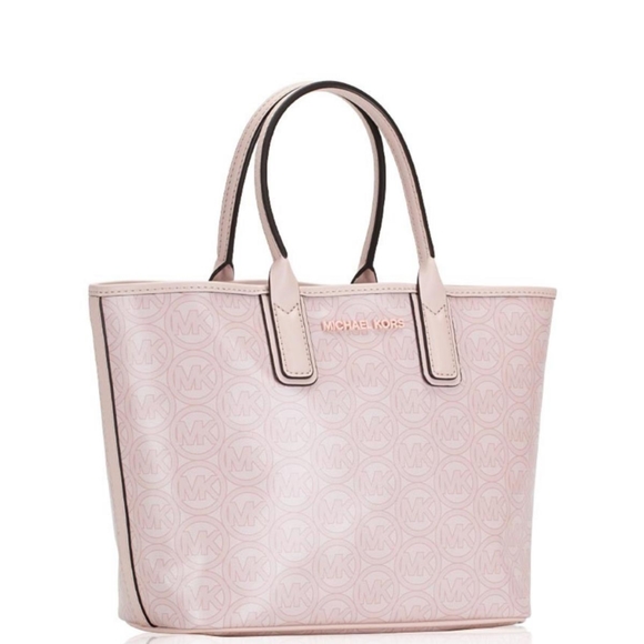 🆕️ Michael Kors Jodie Small Logo Jacquard Tote Bag In Powder Blush - Picture 3 of 12